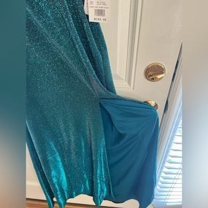 MORGAN & Co. - BRAND NEW!! Metallic Teal Shimmer Prom Dress with Open Back